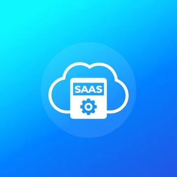 Saas vector icon with cloud Stock Illustration