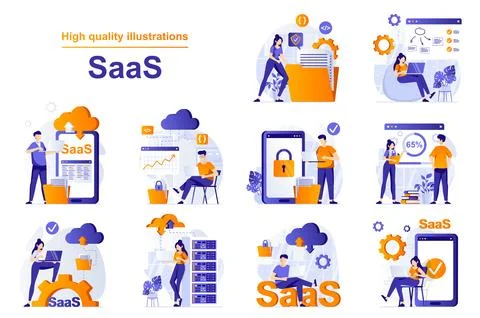 SaaS Web Illustrations Stock Illustration