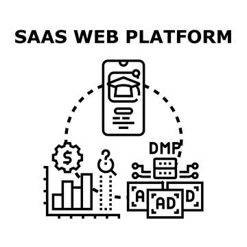 Saas web platform concept illustrating online education and data management Stock Illustration