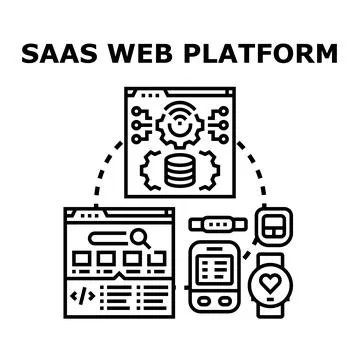Saas web platform developing integrating applications and devices 스톡 일러스트