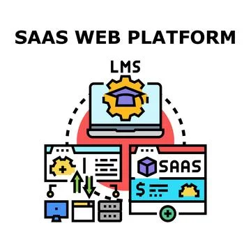 Saas web platform learning management software concept Illustrazione stock