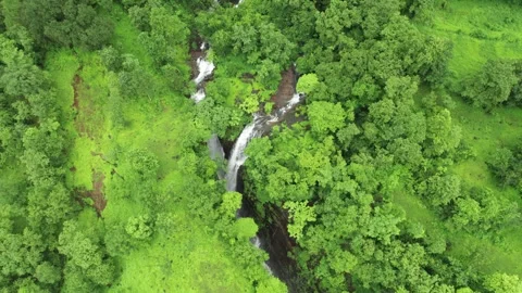 Saatsada Seven Steps Waterfall | Hidden Gem of Mahad Sahyadri Range Stock Footage 320825918