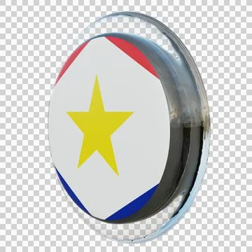 Saba 3d illustration flag on pole. Wood flagpole Stock Illustration