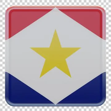 Saba 3d illustration flag on pole. Wood flagpole Stock Photos