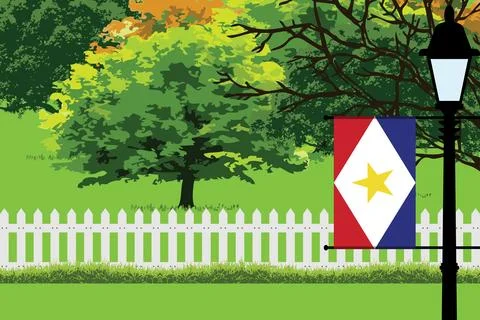 Saba Day Trees Lamp Vector Illustration Stock Illustration