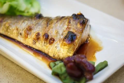 Saba fish grill Stock Photos