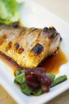 Saba fish grill Stock Photos
