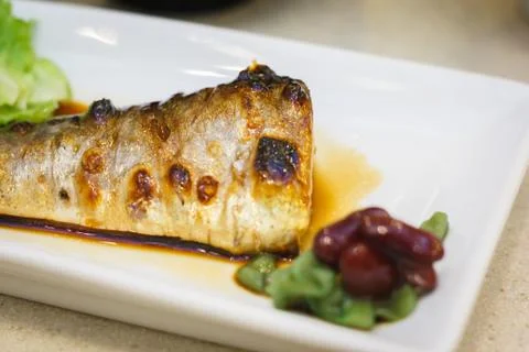 Saba fish grill Stock Photos