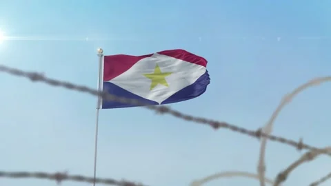 Saba flag behind border Stock Footage 137433151