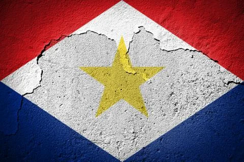 Saba flag on cracked wall Stock Photos