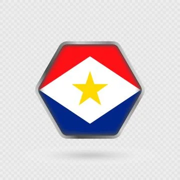 Saba flag in a hexagon frame. Stock Illustration