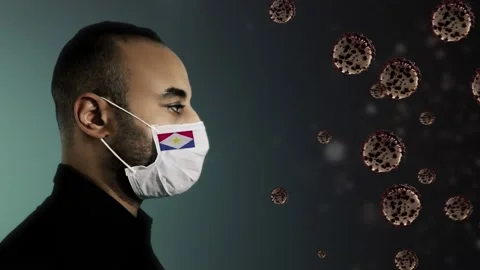 Saba Flag On Mask Protect Attacking Viruses 스톡 동영상 153183417