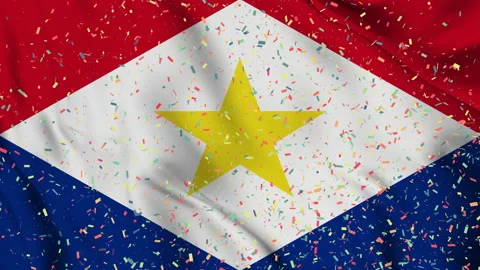 Saba flag seamless animation with paper confetti 스톡 동영상 223341898
