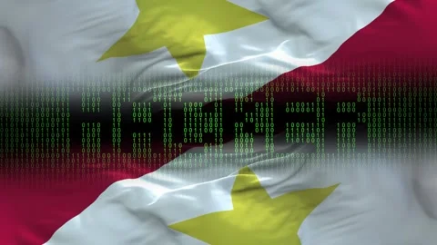 Saba flag - Waving flag on matrix binary code background Stock Footage 321420510