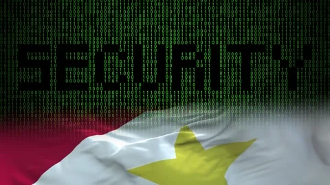 Saba flag - Waving flag on matrix binary code background Stock Footage 321422508