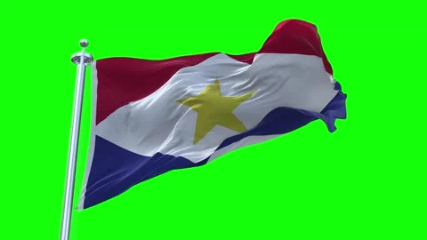 Saba Flag Waving in Loopable and Textured green screen background Stock Footage 296876176