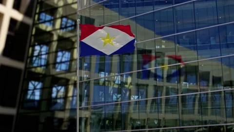 Saba Flag Waving On A Skyscraper Building Video stock 146164710