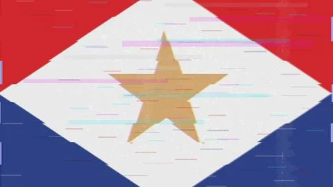 Saba Glitch Flag Vector - RGB Split Digital Video Frame Design Stock Illustration