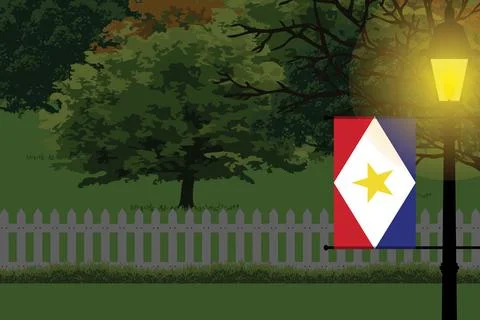 Saba Night Trees Lamp Vector Illustration Stock Illustration