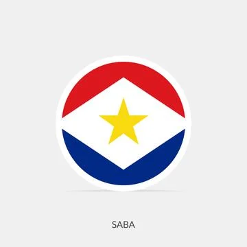 Saba round flag icon with shadow. Stock Illustration