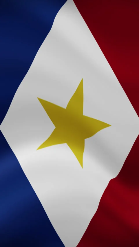 Saba Waving Flag in Vertical Orientation – Realistic Loop Animation Stock Footage 294949662