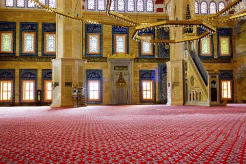 Sabanci Central Mosque interior inside in Adana, Turkey Stock Photos