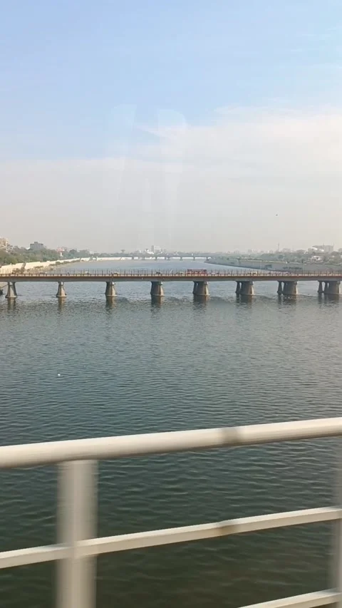 Sabarmati river top view along with river front Stock Footage 237516958