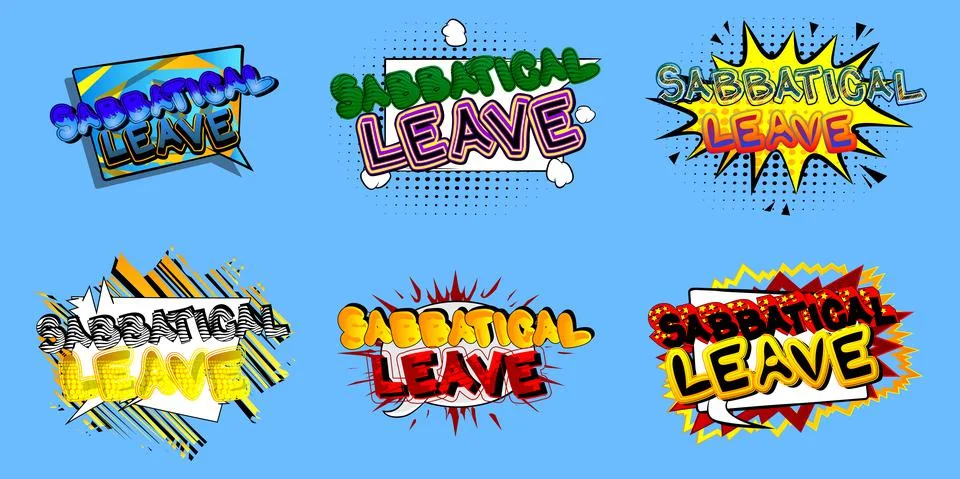 Sabbatical leave. Comic book word text on abstract comics background. Break f Illustrazione stock