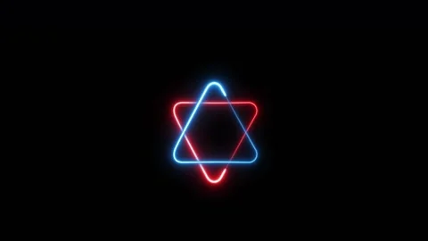 Saber Double Triangle Frame with Neon Laser Light 4K Transparent Loop 動画素材 335468670
