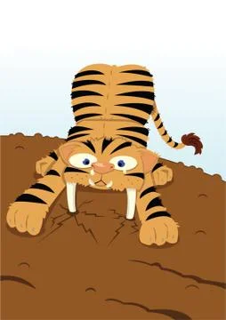 Sabertooth tiger extinguishment Stock Illustration
