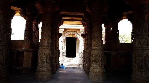 Sabhamandapa is parallelogram in plan with rows of pillars opening Video stock 116114391