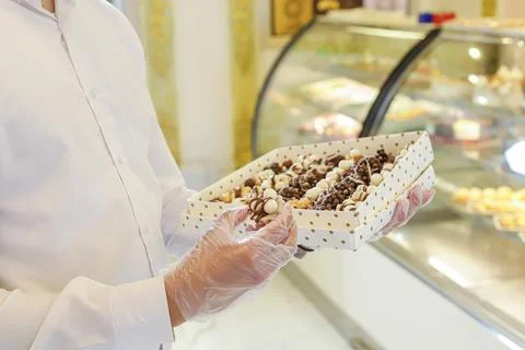 Sable biscuits, an oriental sweet covered in chocolate, available in-store Stock Photos