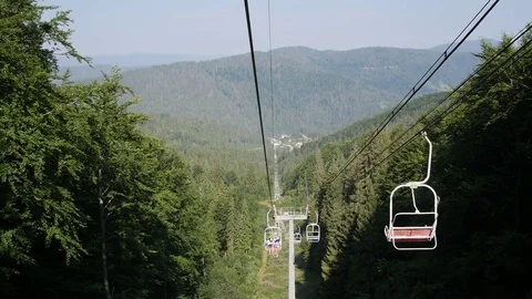 Сable car in the mountains Stock Footage 79563910