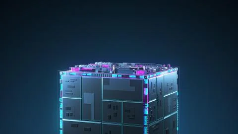 Сable manufacturing. Technology cube for providing information Stock Illustration