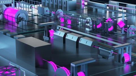 Сable manufacturing. Technology cube for providing information Stock Illustration