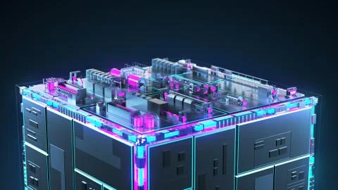 Сable manufacturing. Technology cube for providing information. DOF Stock Illustration