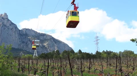 Сableway over vineyard. Vídeo Stock 49777092