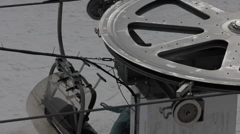 Сableway in the snow mountains Stock Footage 49022651