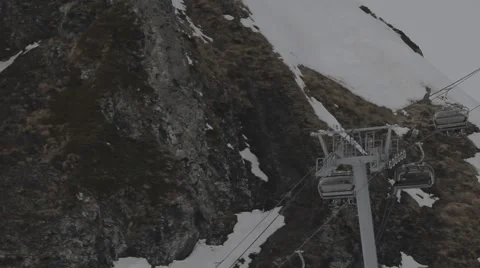 Сableway in the snow mountains Stock Footage 55520058