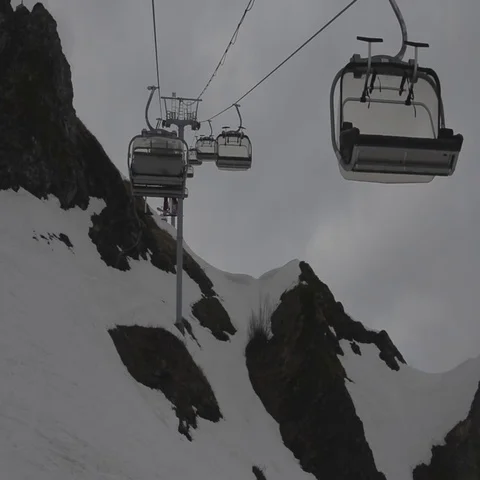 Сableway in the snow mountains Stock Footage 69288203