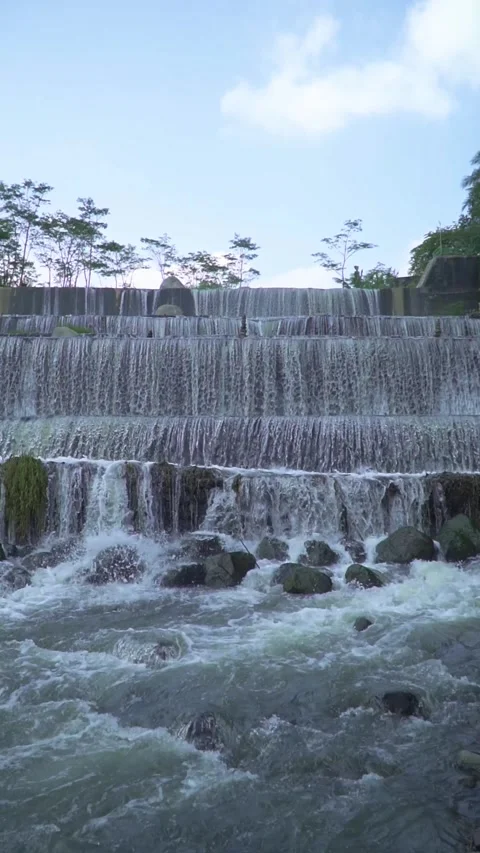 Sabo Dam functions to stem the flow of cold lava when the volcano erupts Stockbeeldmateriaal 273017347
