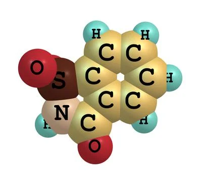 Saccharin molecular structure on white background Stock Illustration