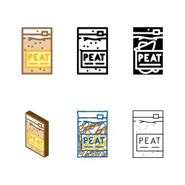 Sachet variations bag peat color icon vector Stock Illustration