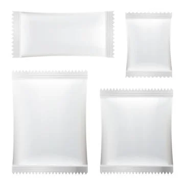 Sachet Vector. White Blank Of Stick Sachet Packaging. Sachets For Medicines Stock Illustration
