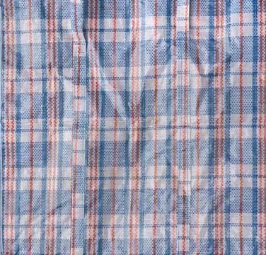 Sack bag. Checkered pattern texture background. Plaid fabric. Stock Photos