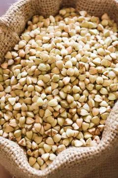 Sack of buckwheat Stock Photos