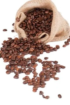 A sack of coffee beans Stock Photos