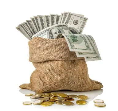 Sack of dollars Stock Photos