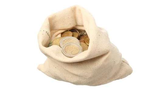 A sack filled with coins Stock Photos