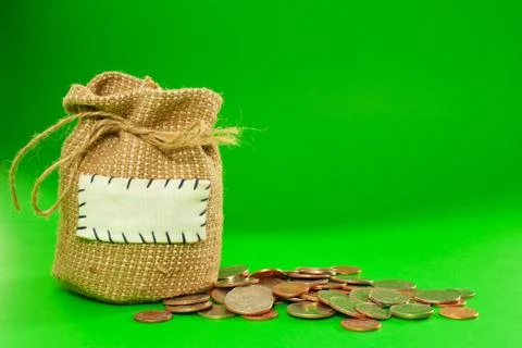 Sack full of coins Stock Photos